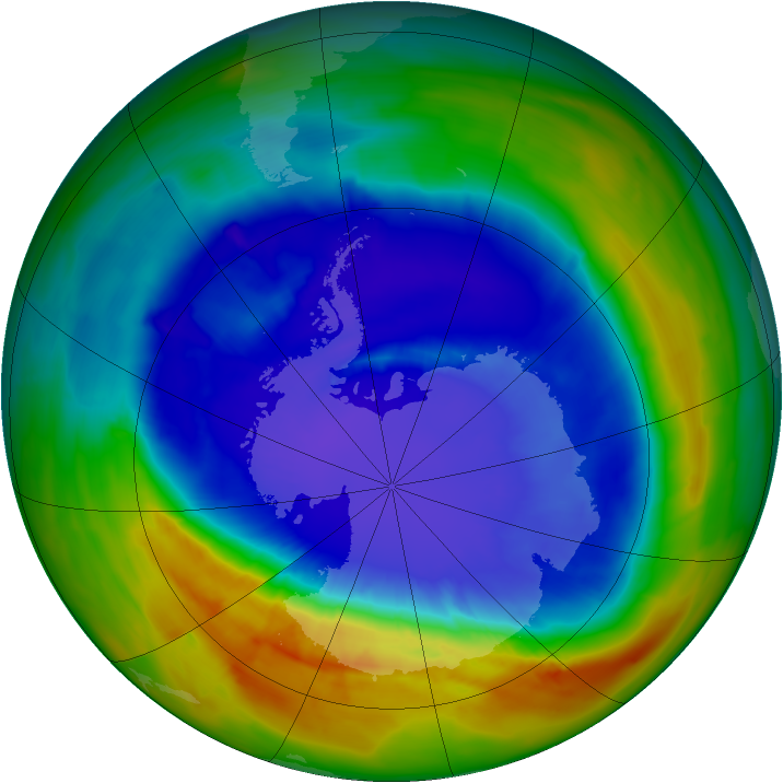 Antarctic ozone map for 13 September 2014
